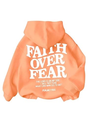 RoseSeek Girl's Letter Graphic Hoodies Long Sleeve Faith Over Fear Hoodies Sweatshirts Pullovers Trendy - Image 1