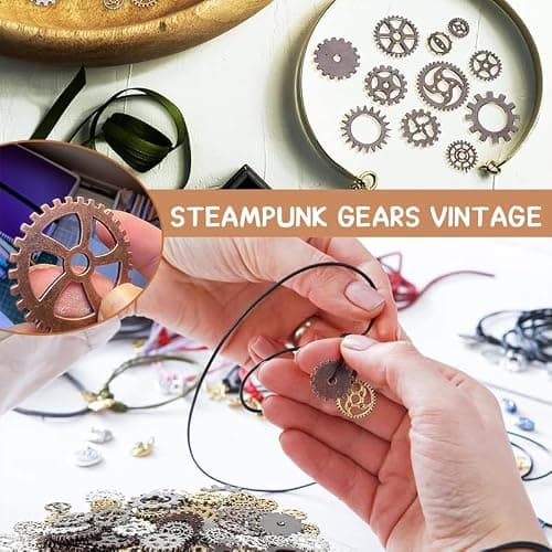 50g Steampunk Zahnräder Set, Vintage Metall Anhänger für Schmuck Basteln & Deko, Handwerk Zubehör. thumbnail 4