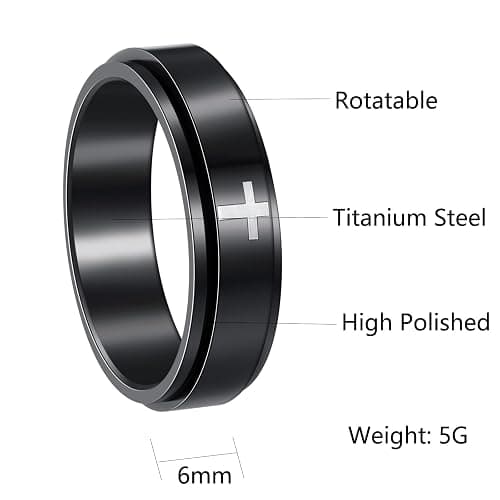 Udolfly Mens Fidget Rings Anxiety Spinner Rings for Men Classic Chain Rings for Women Adults Titanium Steel Ring thumbnail 6