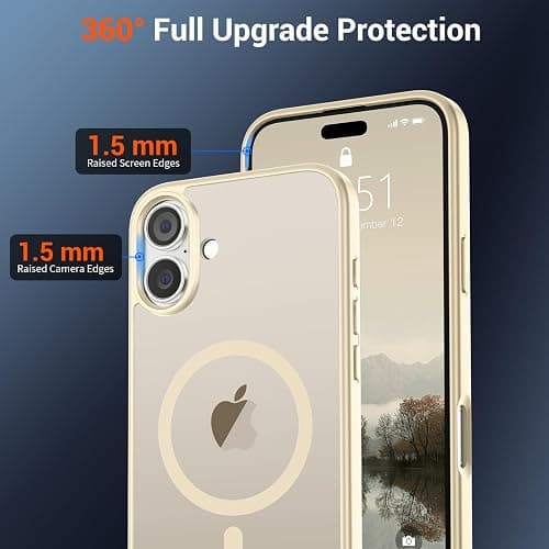 SUPFINE Magnetic for iPhone 16 Plus Case (Compatible with MagSafe) (Military Grade Drop Protection) Slim Translucent Matte Shockproof with Anti-Fingerprint Phone Case,Antique White thumbnail 4