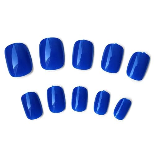 AddFavor Short Press on Nails Square Round Short Fake Nails Glossy Full Cover Acrylic Artificial Glue on Nails for Women, 240pcs/pack Royal Blue Nails with Sticky Tabs thumbnail 7