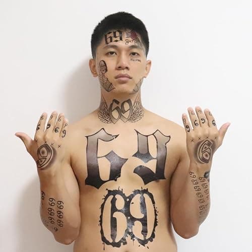 69 Temporary Tattoos Set, 69 Tattoo Stickers Included Face, Arm, Hand, Body For Halloween Costume Party Men Women thumbnail 2