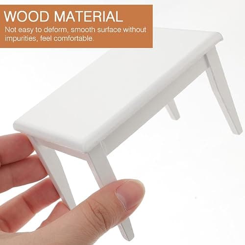 Beaupretty Doll House Furniture Miniature Wooden Dollhouse Table and Chairs Mini Accessories of Dining Room (White) thumbnail 6