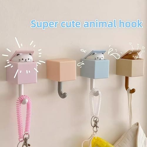 Ruylinare 5PCS Cute Wall Hooks for Keys, Coats & Home Decor - Heavy Duty 5.3lbs Adhesive Hooks, Pet-Shaped Key Holder Wall Mount for Bathroom Bedroom Entryway - Perfect for Renters & Pet Lovers thumbnail 4