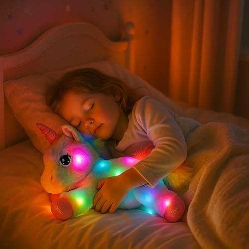 Easfan LED Unicorn Plush Light-up Stuffed Animal with Colorful Night Lights Glow in The Dark Birthday Festival for Kids Toddlers Girls Rainbow,10” thumbnail 2