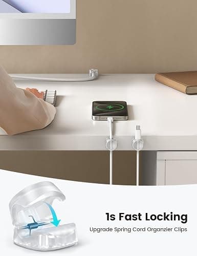 6Pack Cord Organizer, Office Desk Accessories - Lamicall Clear Cable Management Clips, Home Workspace Chritsmas Organization Accessories, Nightstand Desk Decor, Dorm Room Desktop Gadget Essentials thumbnail 3