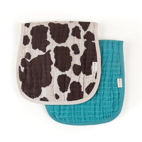 Itzy Ritzy Set of 2 Baby Burp Cloths – Ultra-Soft Absorbent Burping Cloths for Babies - Made of 100% Cotton Muslin and Generously Sized with Trendy Coordinating Prints – Machine Washable (Cow Print) - Image 1