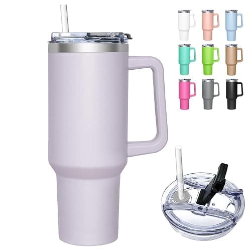 HNCY Mug Isotherme avec 2-en-1 Couvercle, 1180ML Tumbler avec Paille et Poignée, Tasse Isotherme en Acier Inoxydable, Travel Mug Tumbler Gobelet Isotherme - Image 1