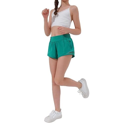 Aurefin Girls Athletic Shorts, Lightweight Running Shorts for Teen Girls Kids Sports Active Short with Zip Pocket and Elastic thumbnail 4