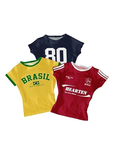 SHENHE Girl's 3 Pack Graphic Tees Y2k Beach Floral T Shirt Short Sleeve Fitted Aesthetic Shirts - Image 1