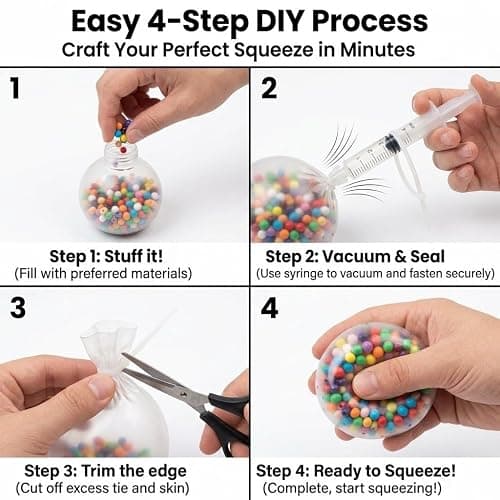 DIY Squishy Making Kit, Stress Ball Kit with Crunchy Fillers, ASMR Toy | Reusable Silicone Balls • Customizable FillersMix Colors & Textures • Creative Craft Activity • Endless Creative Combinations thumbnail 4