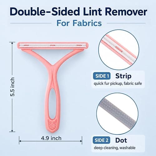 Petobey Self-Cleaning Cat Shedding Grooming Brush for Small Dog Pet Short Hair Remover Set Reusable Lint Removal Tool Carpet Scraper for Clothes Couch Bedding Furniture Car Pink thumbnail 8