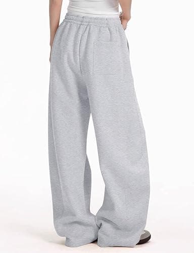 FACDIBY Womens Barrel Sweatpants Fleece Lined Wide Leg Sweat Pants Cotton Elastic Waisted Trousers with Pockets thumbnail 3