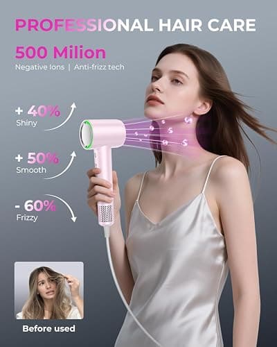SHRATE Professional High Speed Ionic Hair Dryer | Ultra-Fast Drying | 500 Million Negative Ions | Low Noise | 160000 RPM | Compact Blow Dryer with Magnetic Diffuser for Faster Drying All Hair Types thumbnail 3