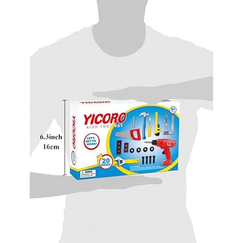 YICORO Kids Tool Set 20 PCS Toddler Tool Set with Toy Drill, Pretend Play Kids Toys for Ages 3,4,5,6,7,8 Years Old, Boy Toys, Girl Toys thumbnail 2