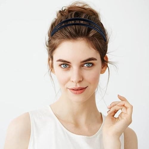 REDANHA 4-Piece Plastic Hairband Set - Zigzag Headband with Sharks Tooth Design, Non-Slip Double Row Teeth Hair Comb for Women & Girls - Black & Brown thumbnail 2