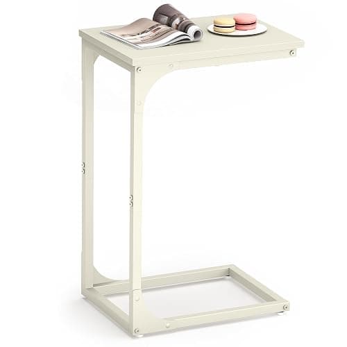 VASAGLE C-Shaped End Table, Small Sofa Side Table with Metal Frame | for Couch, Living Room, Bedroom, Bedside, Cream White, BARNET Collection ULET350W77 - Image 1