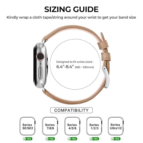 HANDODO Italian Genuine Leather Band Women for Apple Watch Series 10 9 8 7 6 5 4 3 2 1 SE SE2 Ultra 2, SGS Certified Dressy Bracelet Cute Strap for iWatch 38mm 40mm 41mm 42mm 44mm 45mm 46mm 49mm thumbnail 6