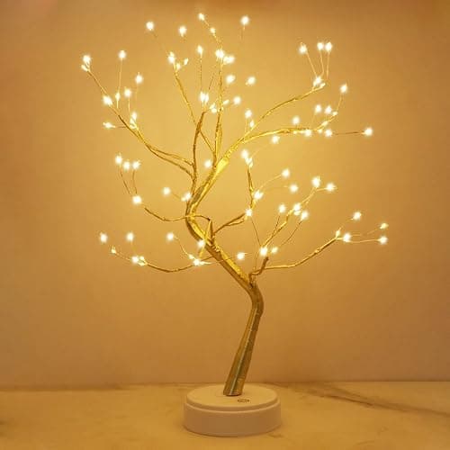 Kinamy LED Baum Lichter, LED Lichterbaum, Baum Licht Warmweiß Verstellbare Äste, 108 LED Baum Lampe Dekobaum Belichtet Baumbeleuchtung Innen Deko,USB/Batteriebetrieben - Image 1