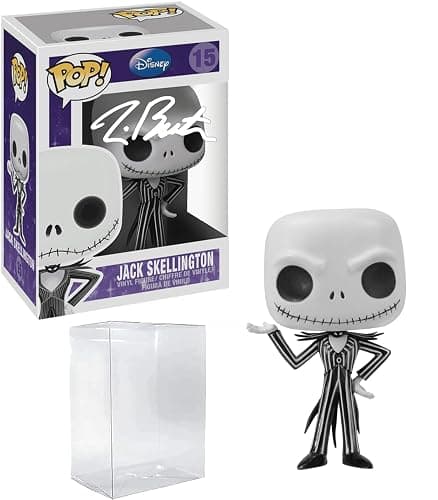 Tim Burton Jack Skellington #15 Facsimile Signed Reprint Laser Autographed Funko POP! Movies NBC Nightmare Before Christmas Figurine with Protector Case thumbnail 3