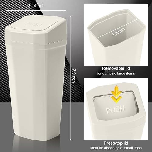 Car Trash Can with Lid - 2 Packs Mini Car Garbage Can Bin for Cup Holder - Beige Small Leakproof Vehicle Trash Bin for Back Seat, Cute Automotive Accessories Organizers and Storage for Door SUV Truck thumbnail 7