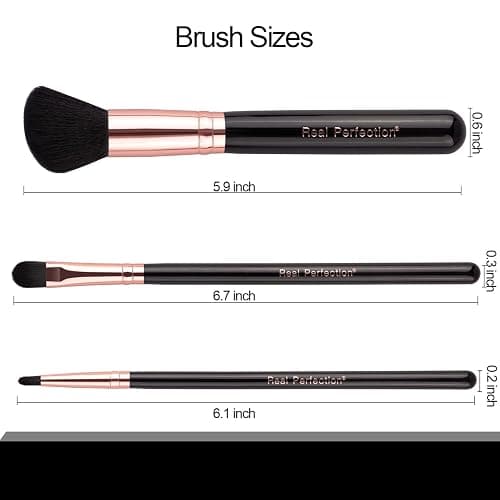 Real Perfection Makeup Brush Set 16 Pcs with 1 Eyebrow Razor Premium Synthetic Foundation Powder Concealers Eyeshadow Blush Makeup Brushes Make up Brushes Kit (Black) thumbnail 6