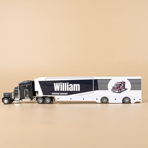 MT WORLD Toy Truck Personalized Semi Truck Toy with Name 1/48 Scale Diecast Model Tonka Container Car Carrier for Boys Teens Birthday - Image 1