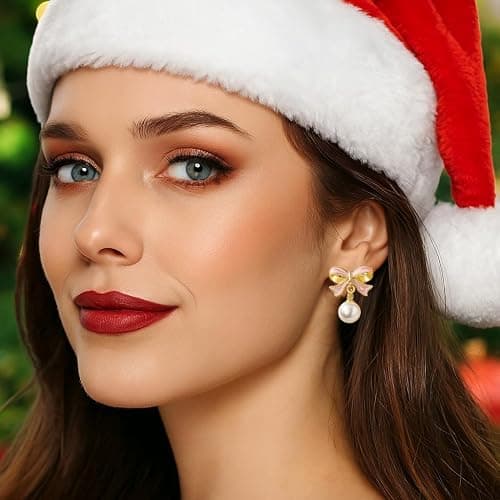 Gold Bow Earrings for Women, Long Tassel Chain Drop Earrings, Trendy Small Bow Earrings, Ribbon Waterfall Dangling Earrings, Pearl Bow Earrings, Sparkly Elegant Bowknot Preppy Jewelry Gifts for Women thumbnail 5