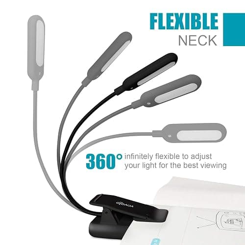 VAVOFO Rechargeable Reading Light, 7 LEDs with 9 Color Temperature 9 Brightness Levels Clip On Book Light for Reading in Bed with Power Indicator for Bookworms (Black) thumbnail 6