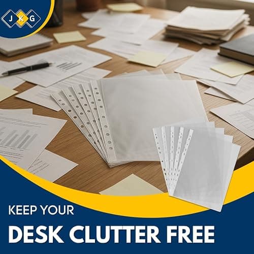 100 Plastic Wallets A4 Punched - Document Wallets | Clear Plastic Cover for Work | Document Organizer Wallet Sleeves | Poly Pockets for Files Folder Punched | Paper Pocket | Office Stationery thumbnail 2