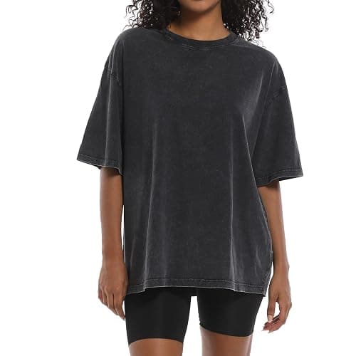 BINTEHGS Oversized Grunge Vintage t Shirts for Women Short Sleeve Cotton Casual Baggy Tees Teens Trendy Crew Neck Loose Tops thumbnail 2