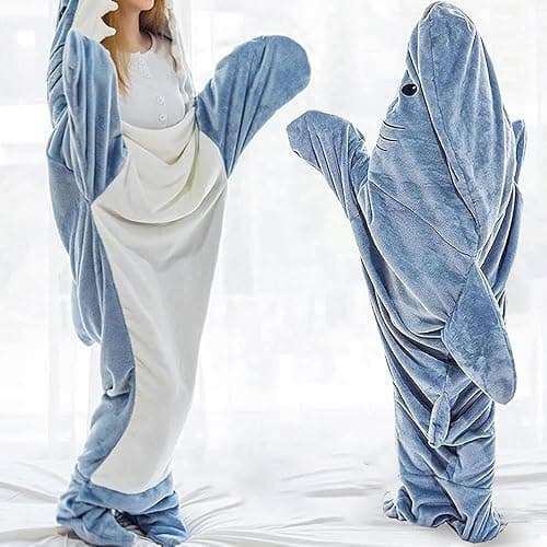inkArts Shark Blanket Hoodie Onesie for Adult & Kid, Wearable Shark Sleeping Bag, Soft Cozy Onesie Costume thumbnail 5