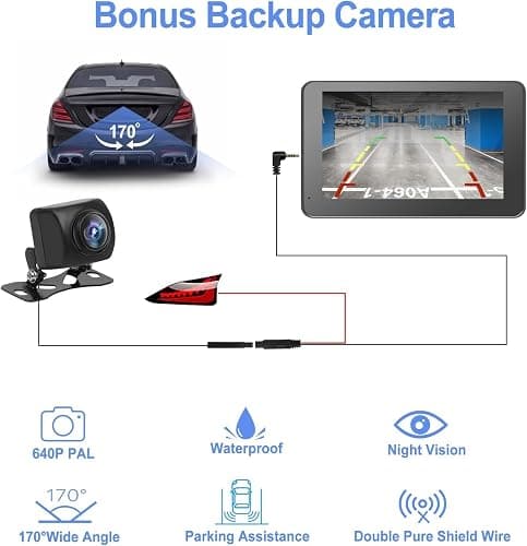Hieha Car Play,Wireless Portable with Apple CarPlay and Android Auto Screen for Car,7" HD Touch Screen Car Stereo with Mirror Link,Backup Camera,Bluetooth5.2,GPS Navigation,AUX,FM for All Vehicles thumbnail 7