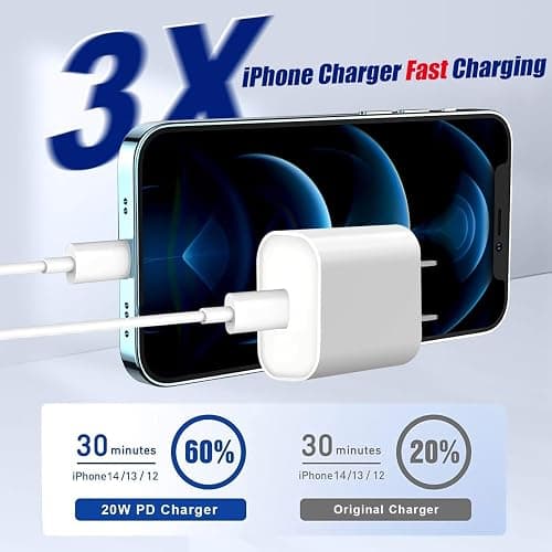 Fast iPhone Charger, [MFi Certified] 2Pack 10FT Extra Long Quick USB C to Lightning Cable Cords + 20W PD USB C Charger Block Fast iPhone Charging Adapter for iPhone 14 Pro Max/Plus/13/12/11/XS/XR/X/SE thumbnail 2
