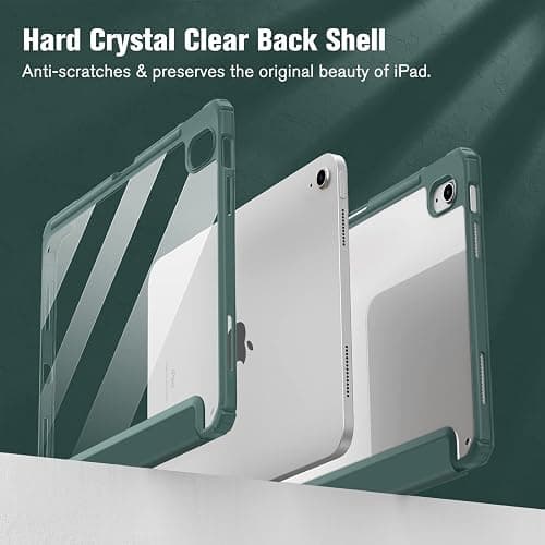 Fintie Hybrid Slim Case for iPad (A16) 11th Generation 11 Inch (2025), iPad 10th Generation 10.9 Inch (2022) - Shockproof Cover with Clear Transparent Back Shell & Pencil Holder, Midnight Green thumbnail 6