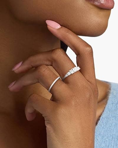 FROLOVER Stackable Silver/Gold Rings for Women Non Tarnish Trendy Dainty 14K Gold Plated Stacking Cubic Zirconia Thumb Ring Set Minimalist Promise Wedding Bands Engagement Rings for Women Size 6-10 thumbnail 8