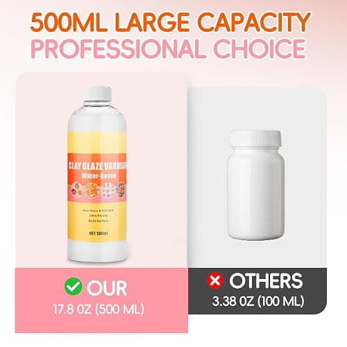 500ml/17fl oz Air Dry Clay Glaze with 1 Brush, Polymer Clay Glaze, Clay Paint for Pottery Air Dry, Clay Paint High Gloss, Anti-Scratch, Waterproof thumbnail 4
