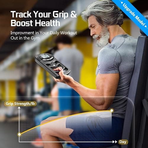 Hand Grip Strength Tester Trainer - Electronic Hand Dynamometer Forearm Grip Strengthener Exerciser Digital Training Gauge 265 Lbs 120 Kgs for Sport Home School Use thumbnail 3