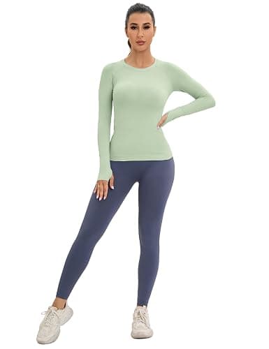 MathCat Workout Seamless Shirts for Women Long-Sleeved Yoga Running Breathable Thumb Holes Tops thumbnail 5