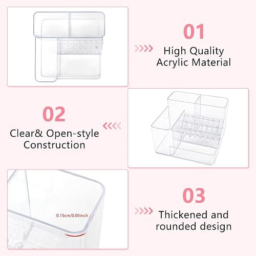Nail Drill Holder 21 Holes Nail Bits Storage Box, Nail Desk Organizer Tech | Acrylic Professional Nail Tools Organizer Displayer, Efile Nail Brush Holder, Nail Supplies for Nail Tech Salon and Home Use thumbnail 6