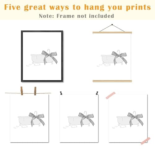 JINYO Coquette Grey Bow Trendy Bathroom Wall Art Prints Set of 4, Preppy Girly Aesthetic Grey Wall Decor Posters Pictures for Girls Bathroom Washroom Restroom, 8x10 Unframed - Wall Art poster(grey) thumbnail 3