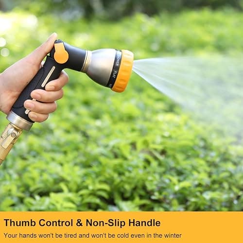 FANHAO Garden Hose Nozzle, 100% Heavy Duty Metal Spray Nozzle with Thumb Control, High Pressure Water Nozzle with 8 Adjustable Spray Patterns for Watering Plants, Washing Cars and Showering Pets thumbnail 2