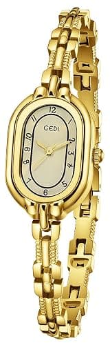 Women's Vintage Oval Watches Luxury Minimalism Bracelet Small Gold Tone Watch Ladies Analog Waterproof Watch Fashion Bangle Bracelet Dress Watch with Stainless Steel Band - Image 1
