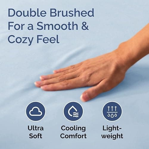 Full Fitted Bed Sheet - Bottom Single Fitted Sheet Only - Ultra-Soft Hotel Luxury Bedding w/ 8-16 Inch Deep Pockets - Breathable, Cooling & Wrinkle Free - Easy-Fit, Fade & Shrink Resistant - Sky Blue thumbnail 5