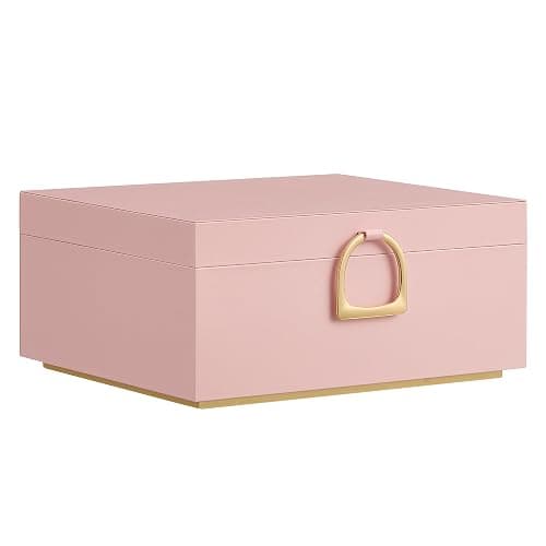 SONGMICS 2-Layer Jewelry Box, Jewelry Organizer with Handle, Removable Jewelry Tray, Jewelry Storage, Floating Effect, 8.1 x 9.4 x 4.3 Inches, Gift Idea, Jelly Pink UJBC165R01 - Image 1