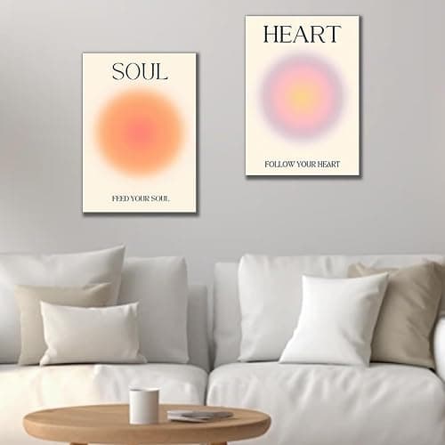 BSITSSS Retro Gradient Positive Aura Wall Art Decor Set of 4, Aura Poster for Room Aesthetic, Wall Art Posters for Bedroom Living Room Decor, A4 Canvas Wall Art Pictures Decoration thumbnail 2