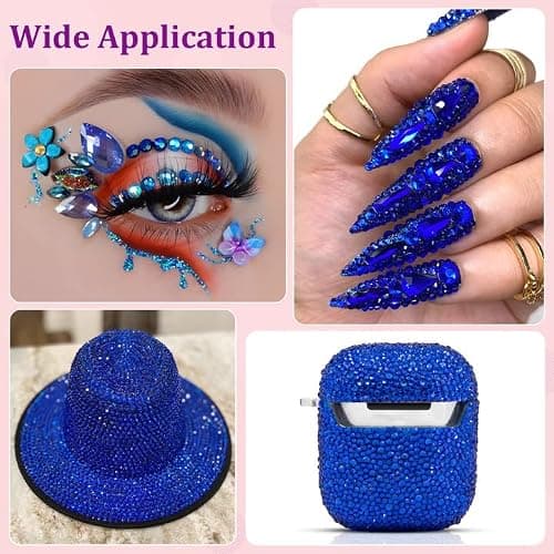 32000Pcs Resin Rhinestones with Tweezers for Crafting, Royal Blue Flatback Gems, Bedazzling Crystal with 3Pcs 10ml B7000 Jewelry Glue for DIY Crafts Clothing Tumblers Shoes Fabric Nail Art thumbnail 6