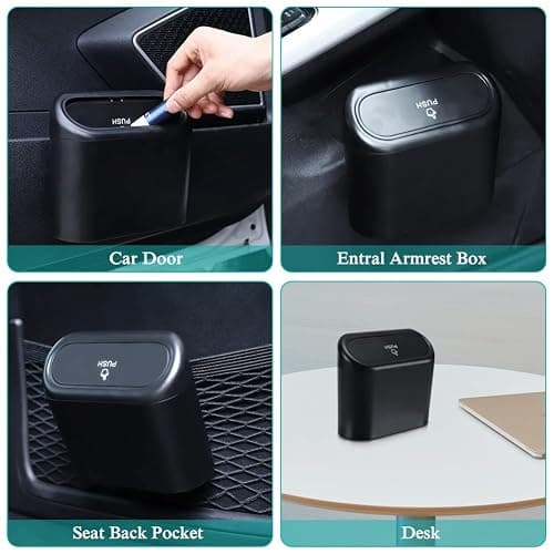 Accmor Car Trash Can with Lid, Mini Auto Dustbin Garbage Organizer with 30 Pcs Plastic Trash Bag, Automotive Garbage Container Bin for Vehicle, Home, Office - Black - 1 thumbnail 6