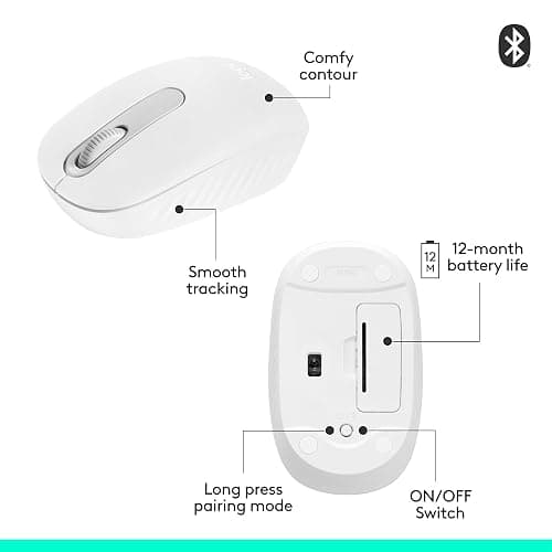 Logitech M196 Bluetooth Wireless Mouse, Compact and Portable Mouse for Laptops, Tablets and More, 12-Month Battery, Smooth Tracking, Compatible with PC and Mac, Windows and macOS - Off White thumbnail 7