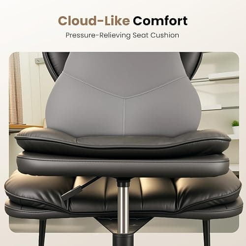 Cross Legged Office Chair, Ergonomic Cloud Criss Cross Desk Chair, Meditation Chair with Wheels, Height Adjustable Seat for ADHD, Wide Kneeling Chair with Back Support, Black thumbnail 6